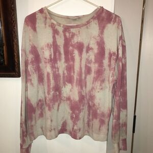 Time and Tru Pink and Cream Tie-Dye Long Sleeve Pullover
